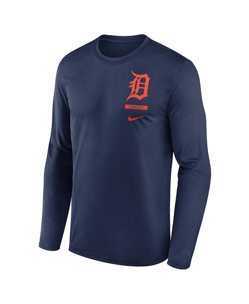 Nike Men's Navy Detroit Tigers 2-Hit Legend Dri-fit Long Sleeve T-Shirt