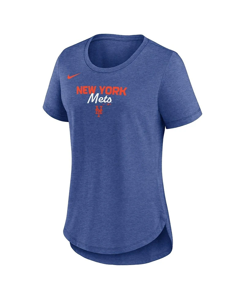 Nike Women's Heather Royal New York Mets Arched Tri-Blend T-Shirt
