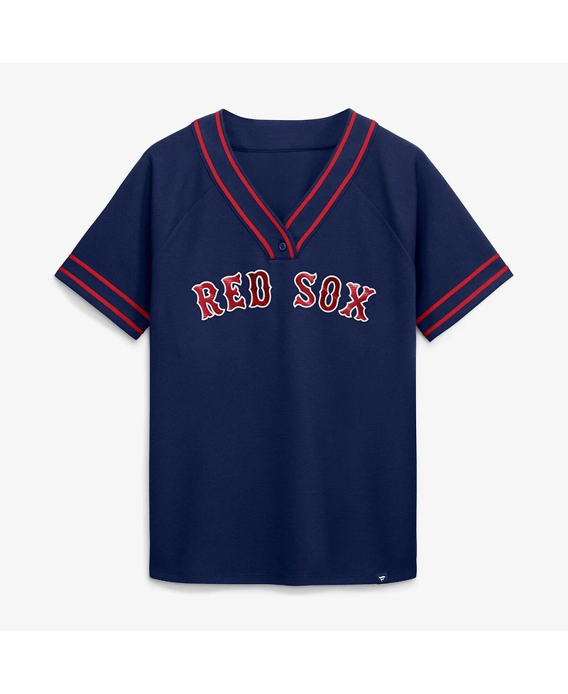 Fanatics Women's Navy Boston Red Sox Diva Race Ahead Raglan V-Neck T-Shirt