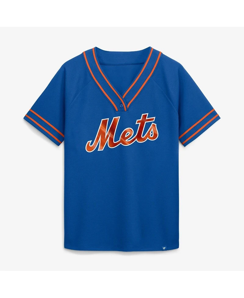 Fanatics Women's Royal New York Mets Diva Race Ahead Raglan V-Neck T-Shirt