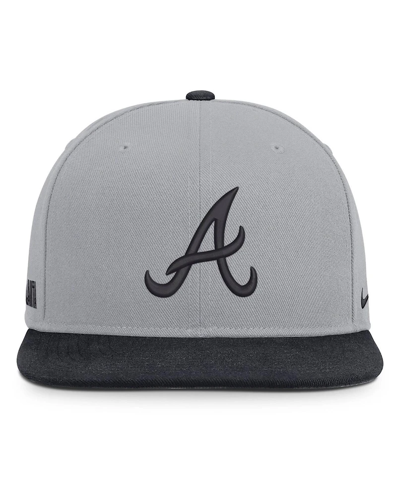 Nike Men's Gray/Navy Atlanta Braves Primetime Pro Dri-fit Snapback Hat