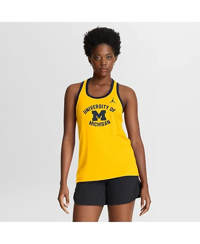 Jordan Women's Maize Michigan Wolverines Uni Name Tri-Blend Dri-fit Racerback Tank Top