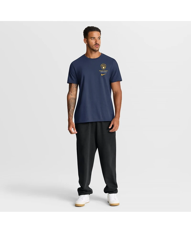 Nike Men's Navy Milwaukee Brewers Primetime 2-Hit T-Shirt