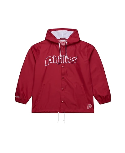 Mitchell & Ness Men's Red Philadelphia Phillies Full-Snap Hooded Coaches Jacket