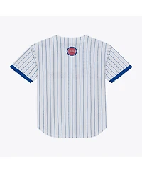 Mitchell & Ness Men's White Detroit Pistons Head Coach Pinstripe Mesh Full-Button Baseball Jersey