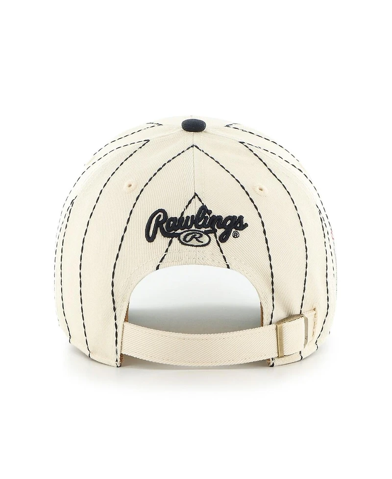 '47 Brand Men's x Rawlings Natural/Navy Boston Red Sox Pinstripe Clean Up Adjustable Hat
