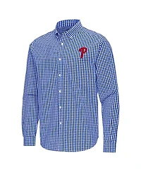 Antigua Men's Royal Philadelphia Phillies Ellis Woven Tri-Blend Button-Down Shirt