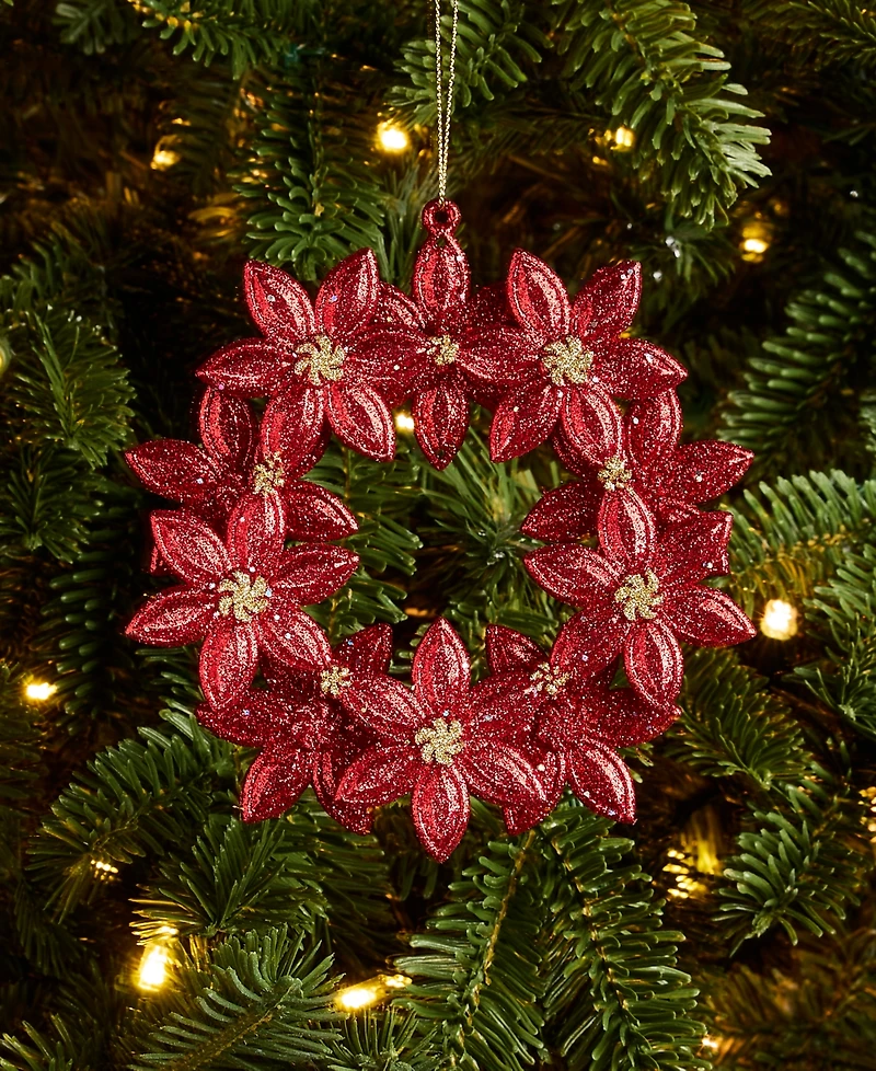 Holiday Lane Christmas Glitters Poinsettia Ornament, Macy's Exclusive
