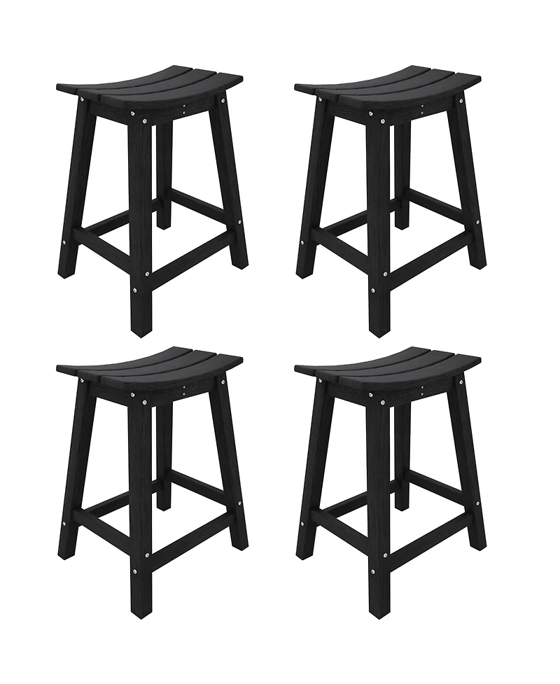 homfan Set of 2 Weatherproof Hdpe Outdoor Patio Bar Stools, Backless Resin Counter Height Chairs with Footrest for Garden Poolside Lawn Bistro Kitchen