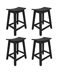 homfan Set of 2 Weatherproof Hdpe Outdoor Patio Bar Stools, Backless Resin Counter Height Chairs with Footrest for Garden Poolside Lawn Bistro Kitchen
