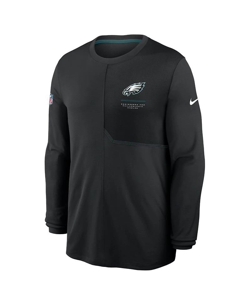 Nike Men's Black Philadelphia Eagles Sideline Coaches Uv Dri-fit Long Sleeve T-Shirt