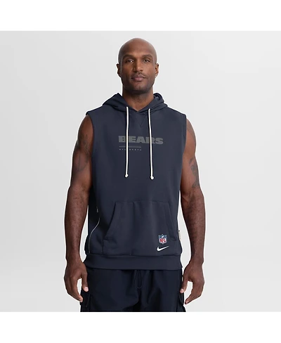 Nike Men's Navy Chicago Bears Sideline Standard Issue Dri-fit Sleeveless Hoodie