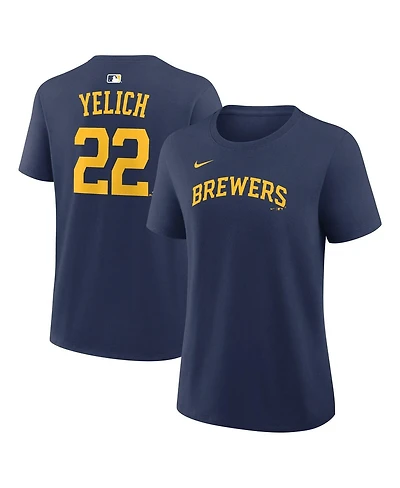 Nike Women's Christian Yelich Navy Milwaukee Brewers Name and Number T-Shirt