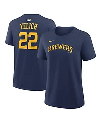 Nike Women's Christian Yelich Navy Milwaukee Brewers Name and Number T-Shirt