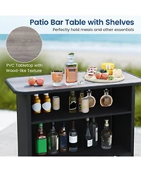 Sugift 3-Piece Outdoor Bar Set with Footrest and 2-Tier Storage Shelf
