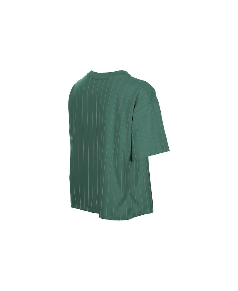 New Era Women's Green Boston Red Sox City Connect Throwback Meshback Pinstripe Boxy T-Shirt