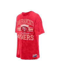New Era Women's Scarlet San Francisco 49ers Throwback Oversized T-Shirt