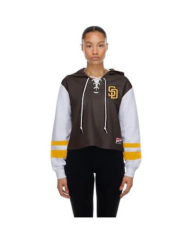 New Era Women's Brown San Diego Padres Boxy Lace-Up Hoodie