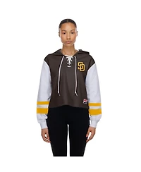 New Era Women's Brown San Diego Padres Boxy Lace-Up Hoodie
