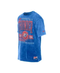 New Era Men's Blue Oklahoma City Thunder Oversized Throwback Collection Mineral Wash T-Shirt
