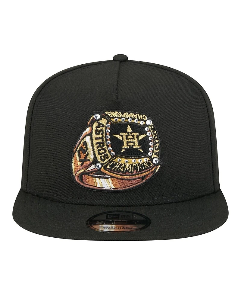 New Era Men's Black Houston Astros Ring A-Frame 9FIFTY Snapback Hat