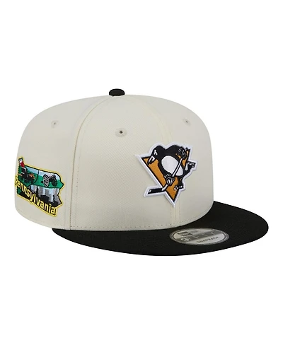 New Era Men's White/Black Pittsburgh Penguins Injection Localized Two-Tone 9FIFTY Snapback Hat