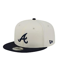 New Era Men's Cream/Navy Atlanta Braves Localized 9FIFTY Snapback Hat
