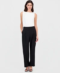 Anne Klein Women's Pull-On High-Rise Pleated Pants