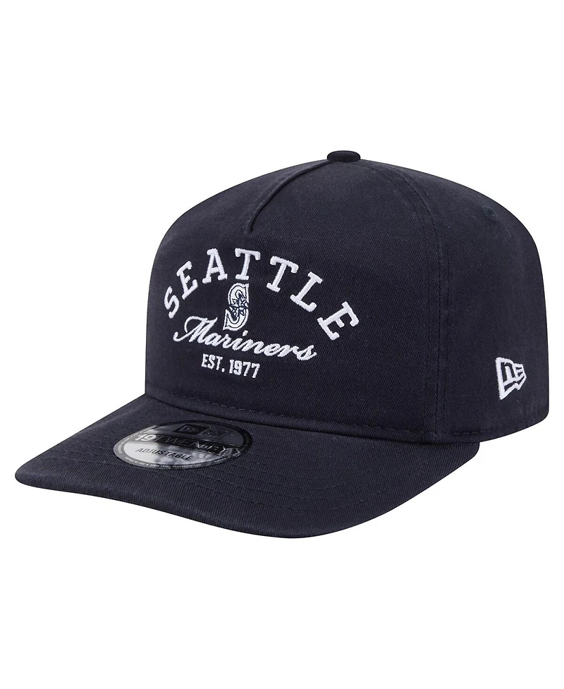 New Era Men's Navy Seattle Mariners Stacked 19TWENTY Adjustable Hat