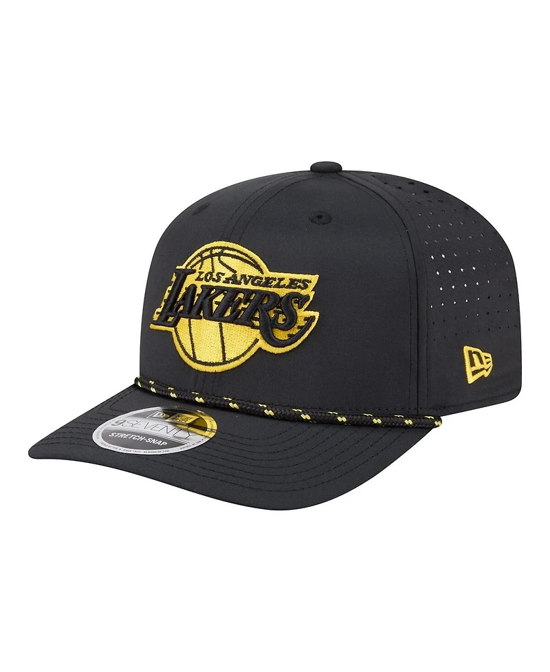 New Era Men's Black Los Angeles Lakers Sport Rope Vented Stretch-Snap 9SEVENTY Hat