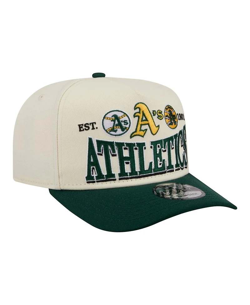 New Era Men's Cream Oakland Athletics Throwback Tri-Hit A-Frame 9FIFTY Adjustable Hat