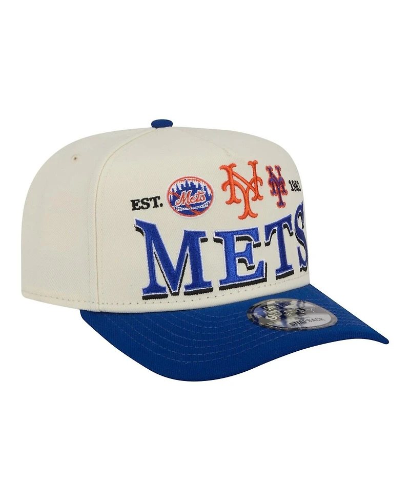 New Era Men's Cream New York Mets Throwback Tri-Hit A-Frame 9FIFTY Adjustable Hat