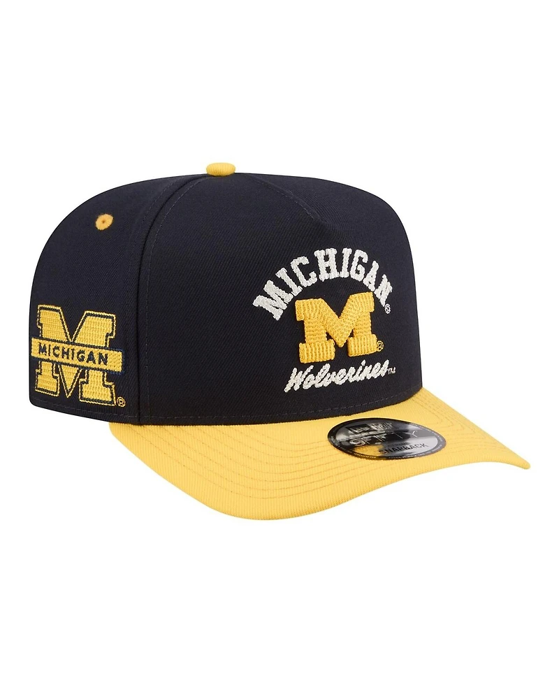 New Era Men's Navy/Maize Michigan Wolverines Two-Tone Arched 9FIFTY Snapback Hat
