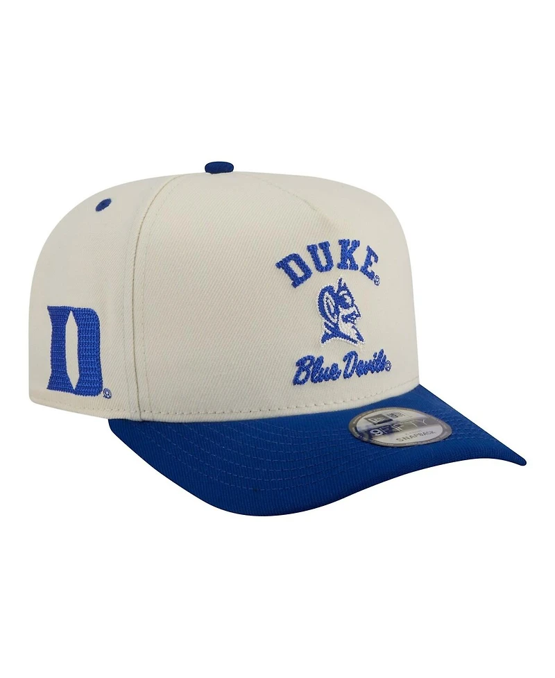 New Era Men's Cream/Royal Duke Blue Devils Two-Tone Arched 9FIFTY Snapback Hat