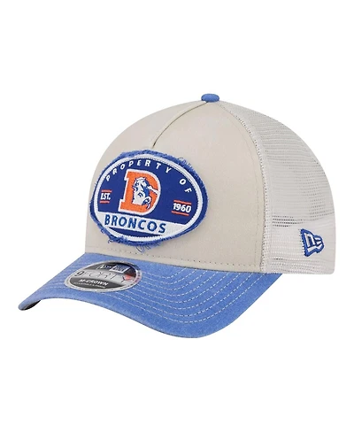 New Era Men's Natural Denver Broncos Frayed M-Crown A-Frame 9FORTY Adjustable Hat