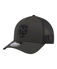 New Era Men's Black New York Mets Badged M-Crown A-Frame 9FORTY Trucker Adjustable Hat