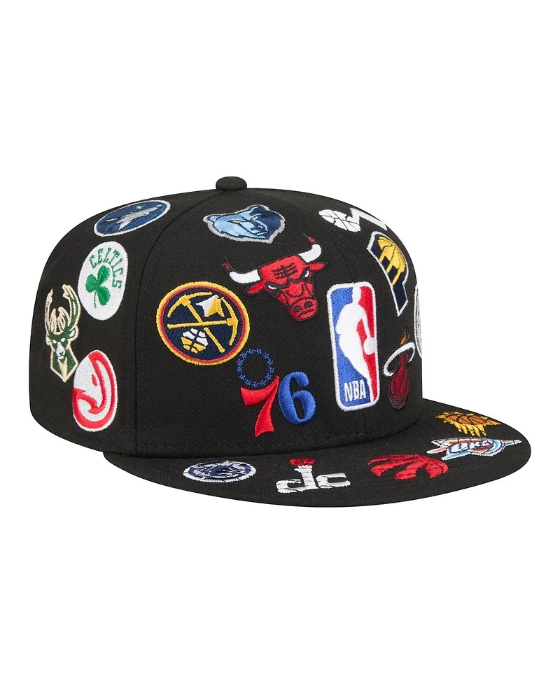New Era Men's Black Nba All-Over 59FIFTY Fitted Hat