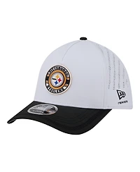 New Era Men's White/Black Pittsburgh Steelers Patch 39THIRTY A-Frame M-Crown Perforated Flex Hat