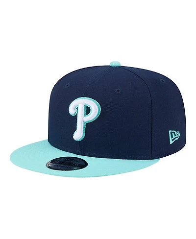 New Era Men's Navy/Turquoise Philadelphia Phillies Two-Tone Color Pack 9FIFTY Snapback Hat