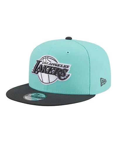 New Era Men's Turquoise/Charcoal Los Angeles Lakers Color Pack Two-Tone 9FIFTY Snapback Hat