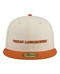 New Era Men's Cream/Texas Orange Texas Longhorns Two-Tone Script 59FIFTY Fitted Hat