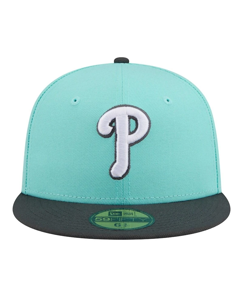 New Era Men's Turquoise/Charcoal Philadelphia Phillies Two-Tone Color Pack 59FIFTY Fitted Hat