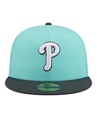New Era Men's Turquoise/Charcoal Philadelphia Phillies Two-Tone Color Pack 59FIFTY Fitted Hat