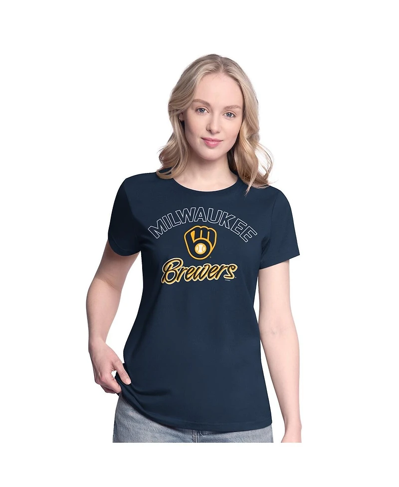 G-iii 4Her by Carl Banks Women's Navy/Heather Gray Milwaukee Brewers Short-Sleeve and Long-Sleeve T-Shirt Combo Pack