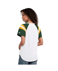 Starter Women's White Green Bay Packers Game On Notch Neck T-Shirt