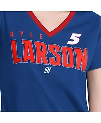 G-iii 4Her by Carl Banks Women's Blue Kyle Larson Best Team V-Neck T-Shirt