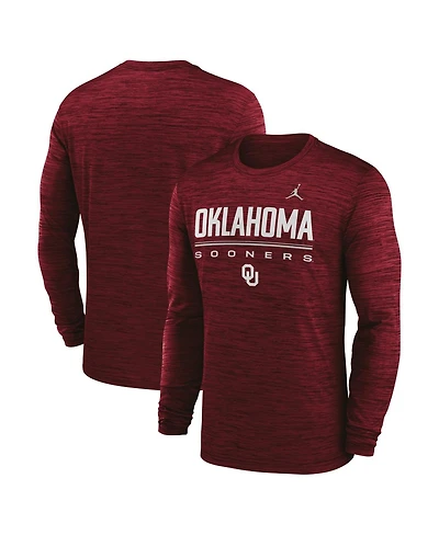 Jordan Men's Crimson Oklahoma Sooners Sideline Velocity Dri-fit Long Sleeve T-Shirt