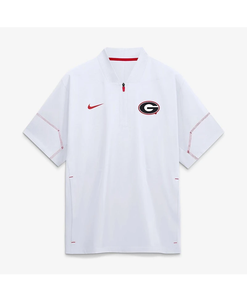 Nike Men's White Georgia Bulldogs 2026 Sideline Short Sleeve Quarter-Zip Coach Jacket
