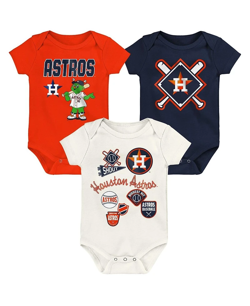 Outerstuff Baby Boys and Girls 3-Pack Houston Astros Home Plate Creeper Set