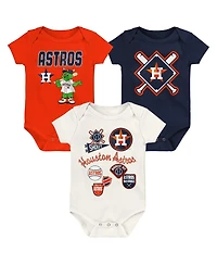 Outerstuff Baby Boys and Girls 3-Pack Houston Astros Home Plate Creeper Set